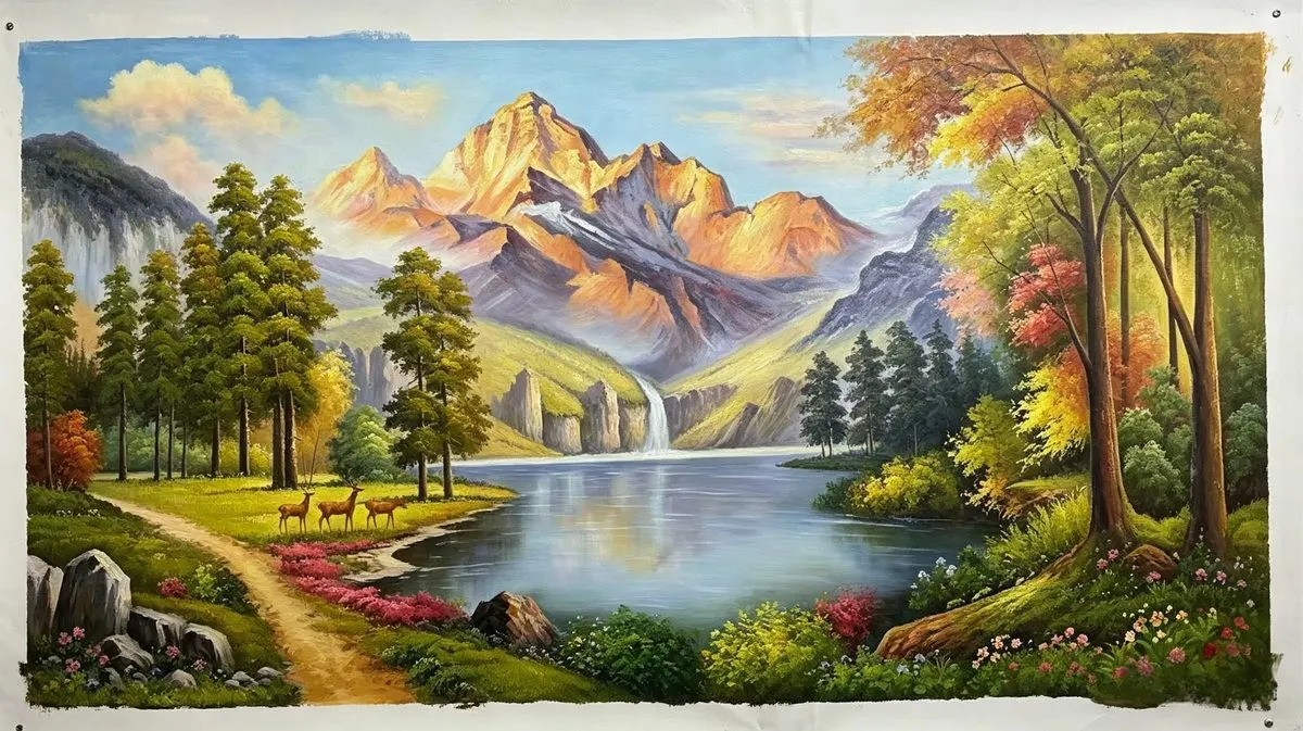 金顶映辉手绘油画，100×180cm，大芬村老廖画室纯手绘