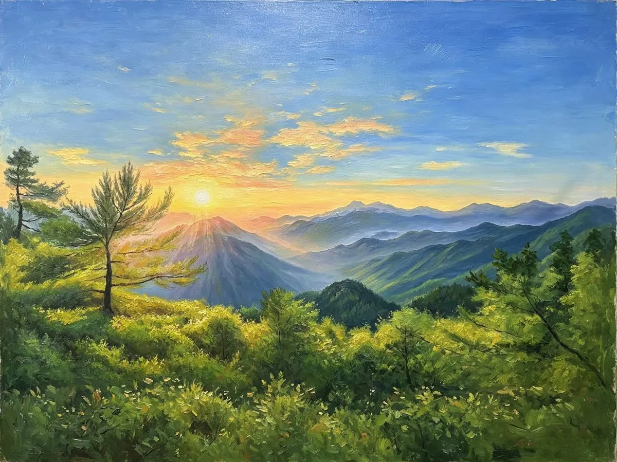 霞光万道手绘油画，80×120cm，大芬村老廖画室纯手绘