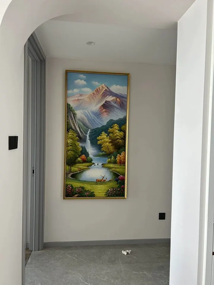 福鹿临门手绘油画，80×160cm，大芬村老廖画室纯手绘